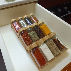 Kayın modüler merdiven baharatlık